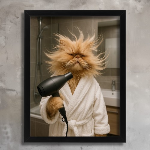 Funny cat bathroom wall - funny,