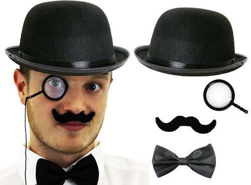 Bowler hat monocle moustache - bowler,