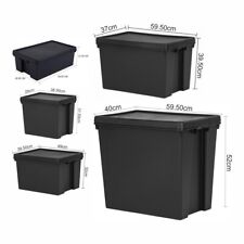 Black Heavy Duty Storage Boxes with Lids 24L/36L/45L/62L/92L Recycled Plastic