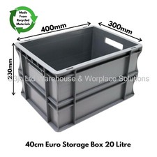 20 Litre Very Strong Grey Plastic Euro Parts Storage Container Boxes Box Bins