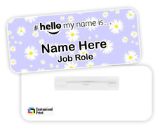 Hello My Name Is Badge Student Nurse Midwife GP Doctor Purple Daisy Design