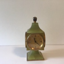 FINE  VINTAGE IMHOF WEATHER STATION CLOCK BAROMETER HYGROMETER SWISS-JADE OYNX