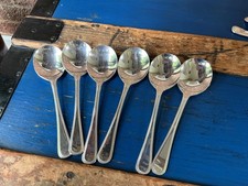 CHINACRAFT London Silver Plate X 6 soup  spoons 17.5 Cm BEADED Georgian 