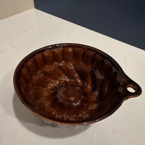 Brown glazed ceramic round - ceramic,