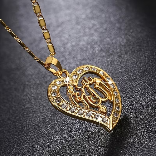 Allah necklace gold - gold, cz