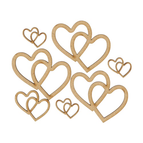 Wooden hollow double heart - wooden,