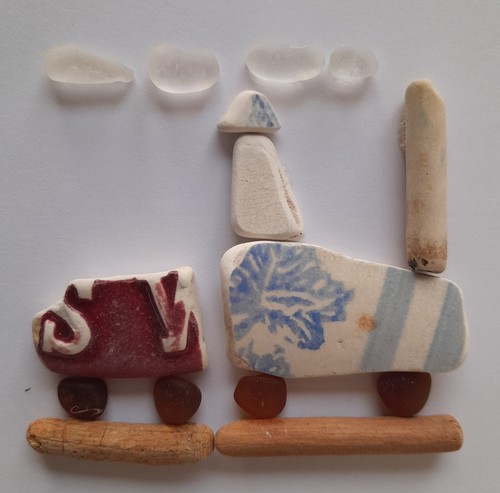 Sea glass and - , pottery