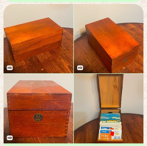 Antique oak recipe box vintage - recipe,
