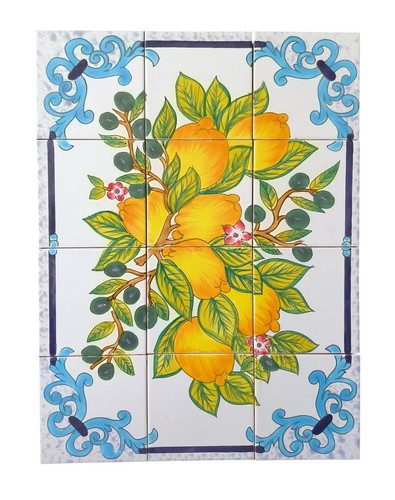 Hand painted lemon tree tile - lemon,