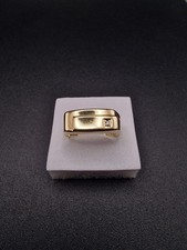 9ct Gold Diamond Signet Ring Rectangular Gypsy Unisex Men Women 