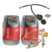 GasBank Duo Set of 2 x 7.5kg Light Refillable Gas Bottles Kit Composite