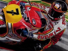 Barry Sheene 90 x 70 cms limited edition motorcycle art print by Colin Carter