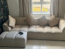 Cream Fabric 3-Seater Sofa with Chaise Longue and 2 Chairs - Slightly Used