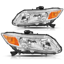 For 2012-2015 Honda Civic Sedan 12-13 Coupe Chrome Amber Headlights Pair
