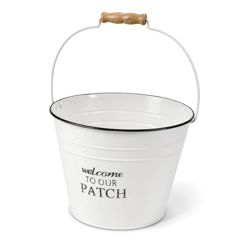 Vintage metal planter - planter, welcome