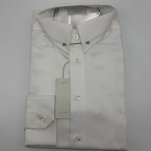 Eton white slim fit dress - white,