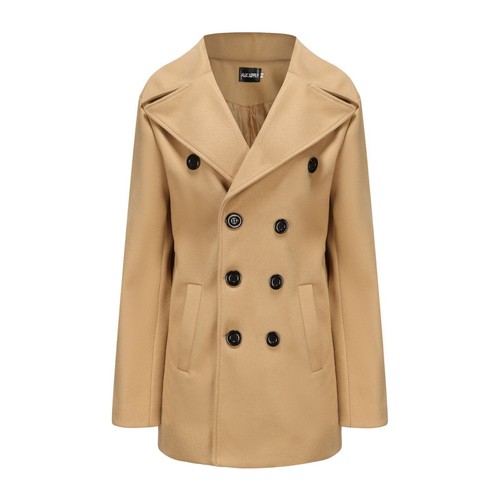 Mens black pea coat - 100%, wool