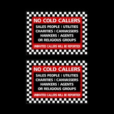 2x Stop Cold Calling Door Sticker No Canvassers Callers Religious Groups Sign