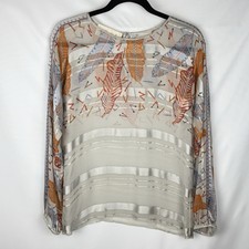 Zandra Rhodes London Sheer Silk Blouse M Silver Multicolor Avant Garde Art Vtg