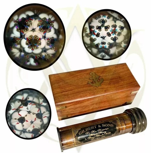 Brass kaleidoscope with wooden - with,