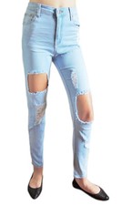 Wakee Blue Ultra High Rise Ripped Jeans 69948
