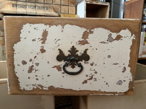 Antique wood box chippy drawer - box,
