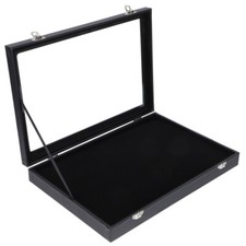 Clear Glass Display Cabinet for Jewelry and Pins - 35x24cm Wooden Case