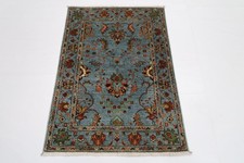 3 x 4 ft  floral gray Small Rug Afghan Traditional Hand Knotted Wool Rug