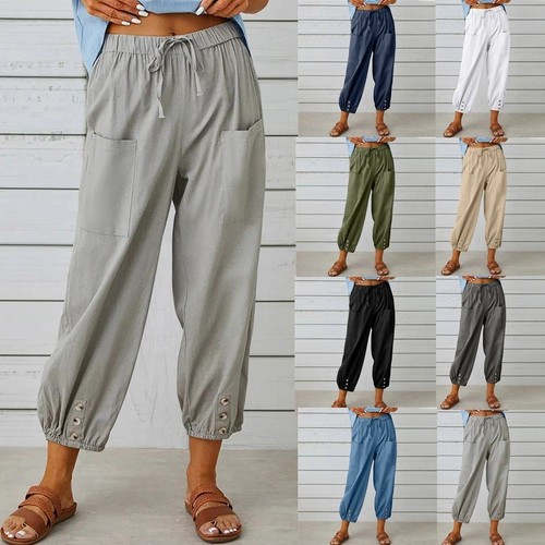Womens ladies cotton linen - womens,