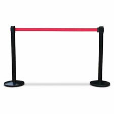 Linno® QUALITY BLACK RETRACTABLE CROWD QUEUE CONTROL BARRIER POSTS WITH RED BELT