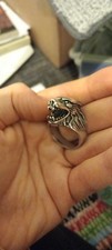 Curio Stainless Steel Wolf Growling Ring Gothic