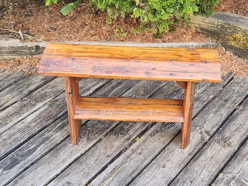 Rustic log cabin bench seat - bench,