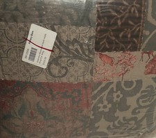 Pottery Barn Valentina Rosewood Patchwork Quilt KING Cotton Linen New