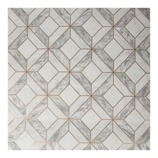 Contour Grey/White Wallpaper Marquetry Washable Marble Effect