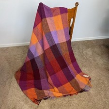 NEW AVOCA The Mill Ireland Pure Wool Throw Blanket Donegal Color Block 56”x72”