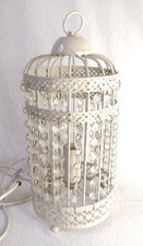Birdcage Design Vintage Table Lamp Lantern Metal & Shabby Chic Crystals 30cm