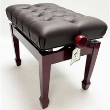 Steinhoven "CADENZA" Adjustable Piano Stool, Polished Mahogany, Brown Top