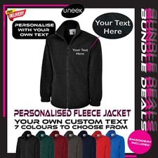 PERSONALISED FLEECE JACKET EMBROIDERED WITH YOUR TEXT CUSTOM WORKWEAR UK UNISEX
