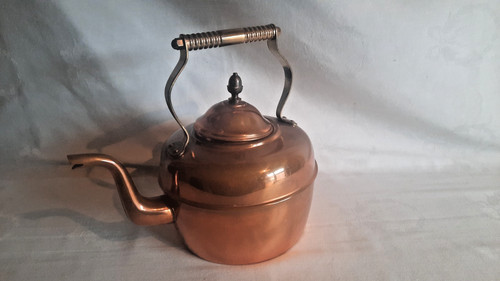 Vintage copper kettle with - kettle,