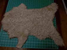 Cream Part Sheepskin Hide Long Wavy  30 mm pile - 1.85 sq ft HR132