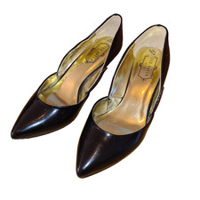 Ted Baker Shoes Black Patent Leather Closed Toe Kitten Heels UK Size 5