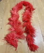 Ostrich feather boa Fluffy True vintage burlesque showgirl Red