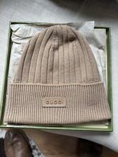 Gucci Ribbed Wool Camel Beanie