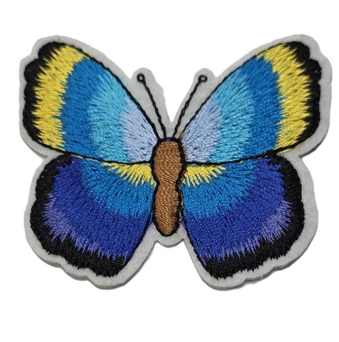 Blue yellow embroidered - &,