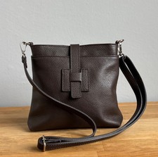 Small handbag bag 100% leather cross over bag women's brown smooth leather