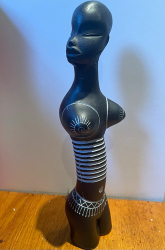 African carved female figure - female,