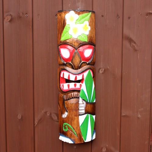 Wooden tiki bar wall mask - wooden,