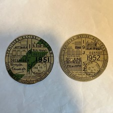 Vintage old original Tax Disc 1951 + 1952 Bicycle Triumph Lancashire Manchester