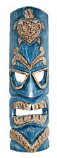 TIKI Mask Wooden Wall Plaque 50cm Hand Carved Painted SURFER/ MAORI STYLE BLUE
