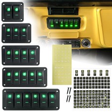 2/3/4/5 Gang Green LED Toggle
